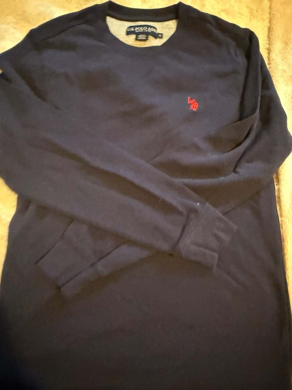 U.S. Polo Assn. Long Sleeve Thermal Crewneck Shirt Size M Navy Blue
